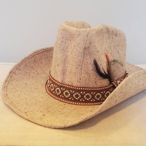 United Hatters Tan Cowboy Hat Medium W/ Native Brown Band